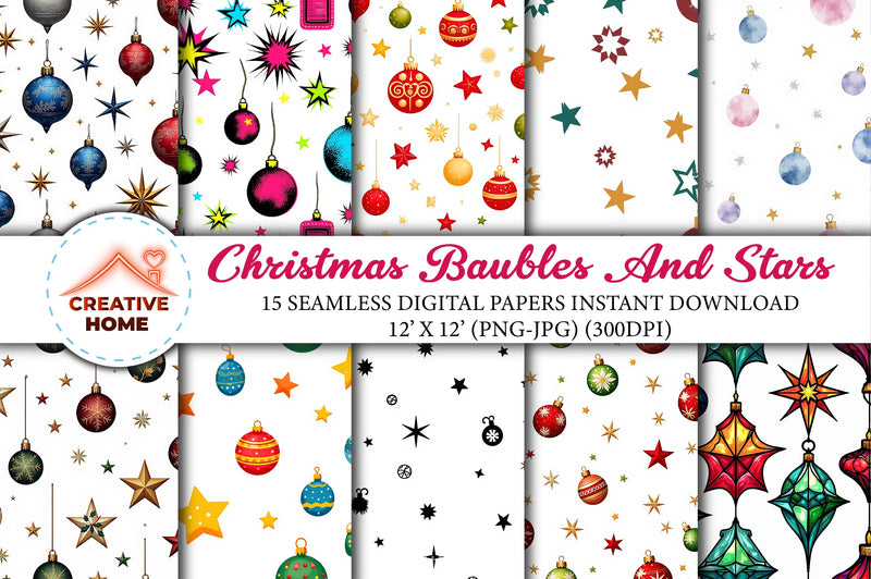 Christmas Baubles & Stars Clipart Bundle - CraftNest - Digital Crafting and Art