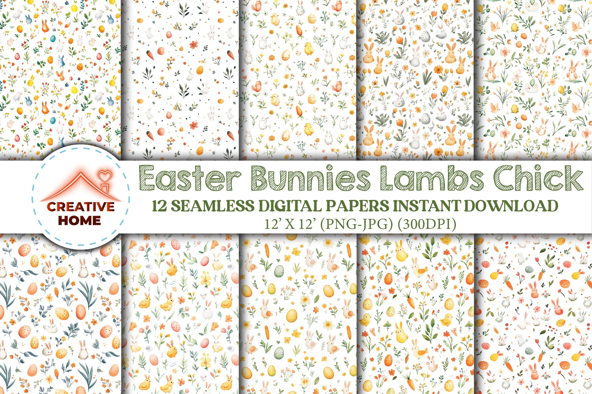 Easter Bunnies Lambs Chick Clipart Bundle - CraftNest - Digital Crafting and Art
