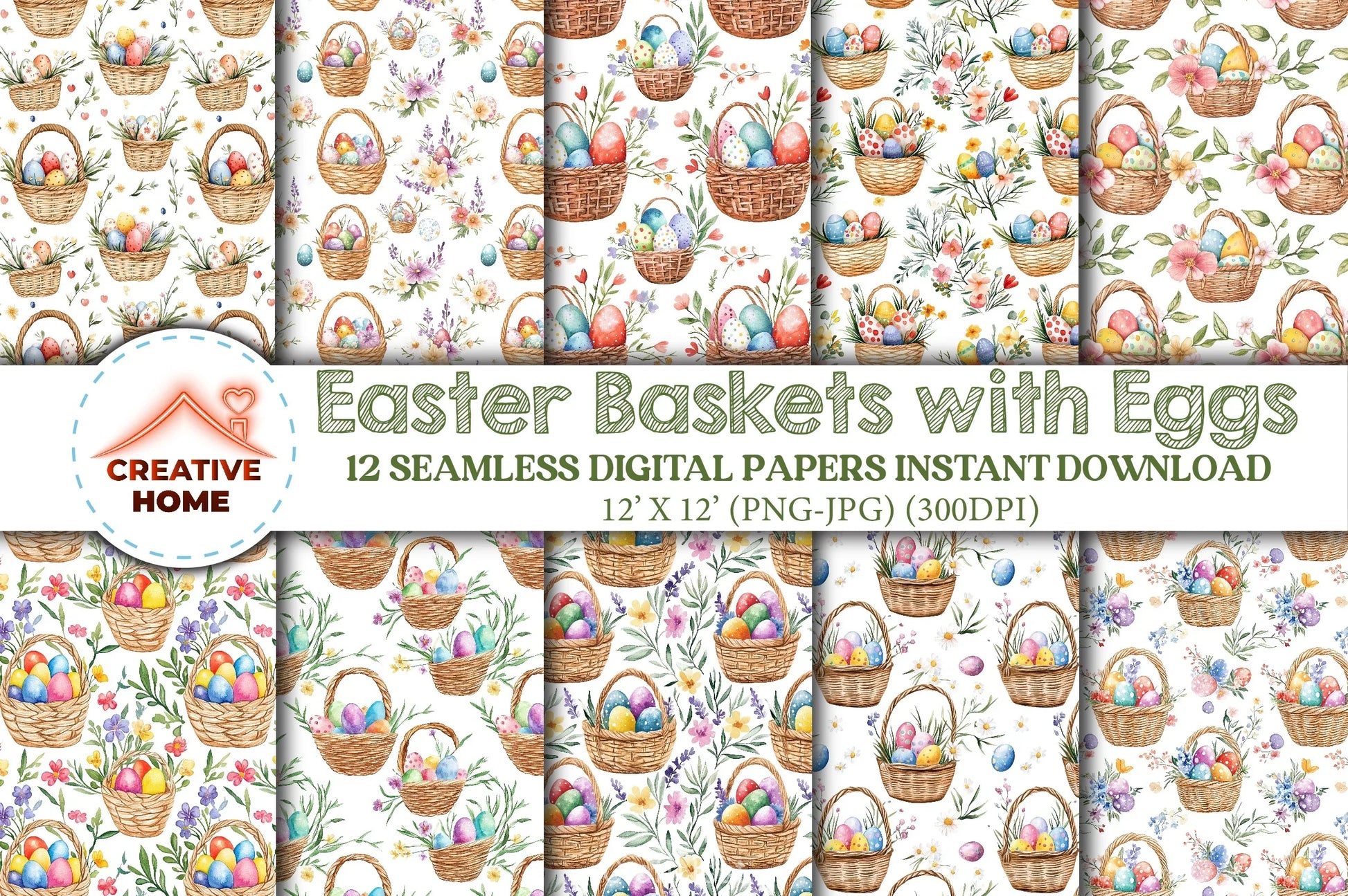 Easter Egg Basket Clipart Bundle 5 - CraftNest - Digital Crafting and Art