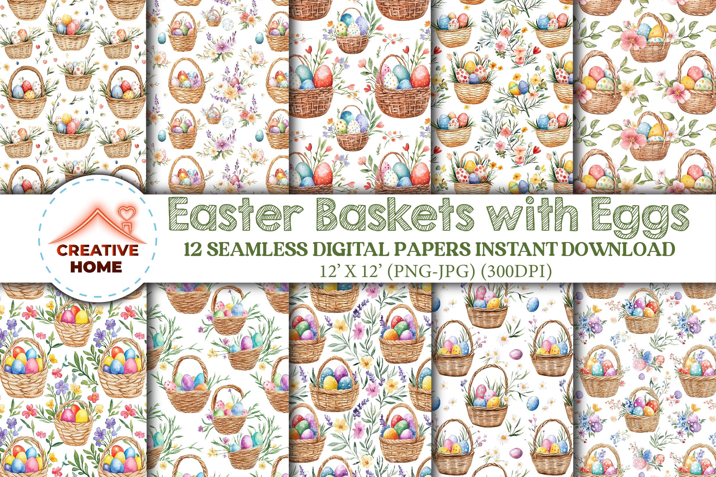 Easter Egg Basket Clipart Bundle 5 - CraftNest - Digital Crafting and Art