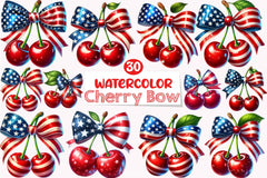 4th of July Cherry Bow Clipart Bundle - CraftNest - Digital Crafting and Art
