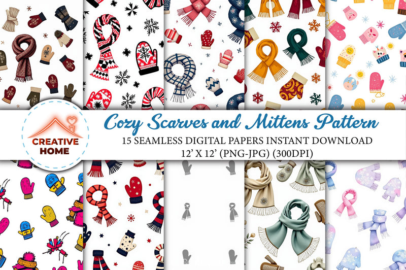 Cozy Scarves & Mittens Clipart Bundle - CraftNest - Digital Crafting and Art