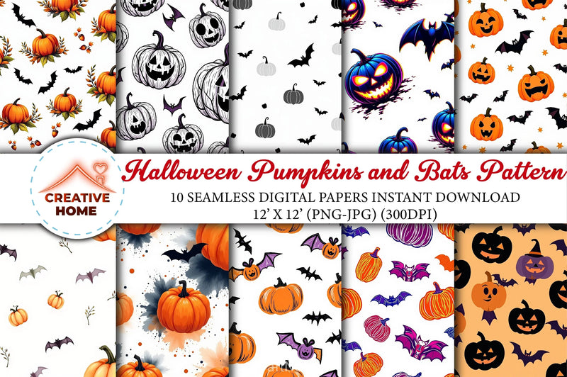 Halloween Pumpkins & Bats Clipart Bundle - CraftNest - Digital Crafting and Art
