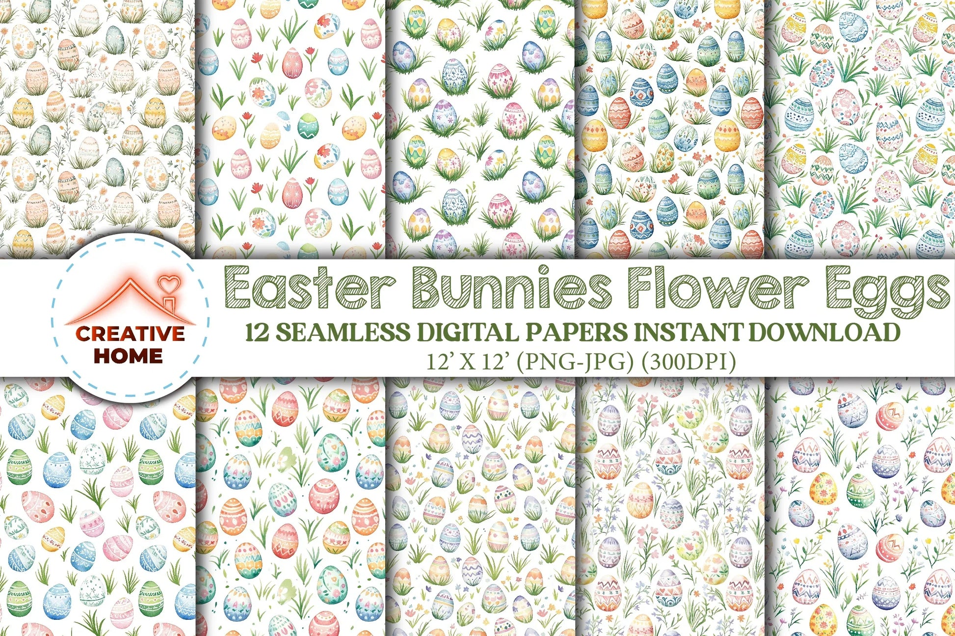 Easter Bunnies & Eggs Clipart Bundle 1 - CraftNest - Digital Crafting and Art