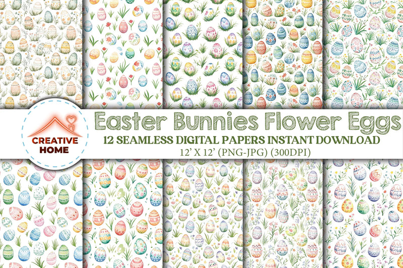 Easter Bunnies & Eggs Clipart Bundle 1 - CraftNest - Digital Crafting and Art