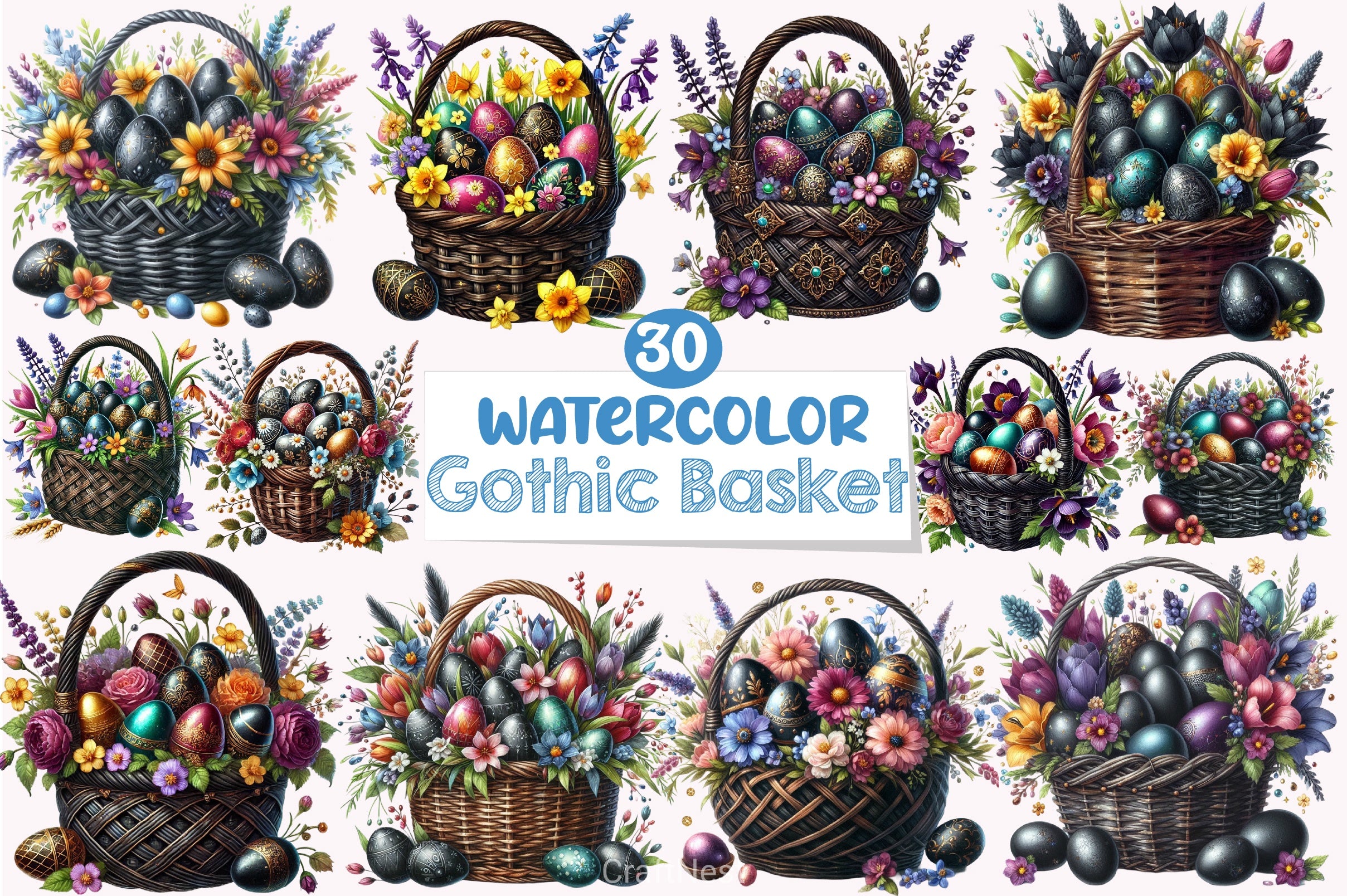 Gothic Easter Basket Clipart Bundle - CraftNest - Digital Crafting and Art