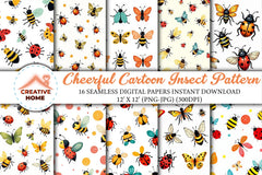 Cheerful Insect Pattern Clipart Bundle - CraftNest - Digital Crafting and Art