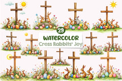 Easter Cross Rabbits Clipart Bundle - CraftNest - Digital Crafting and Art