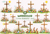 Easter Cross Rabbits Clipart Bundle