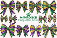 Mardi Gras Coquette Bow Clipart Bundle 6 - CraftNest - Digital Crafting and Art