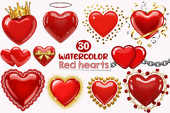 Red Hearts Clipart Bundle - CraftNest - Digital Crafting and Art
