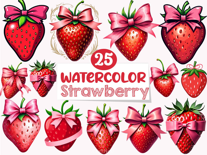 Valentine Strawberry Clipart Bundle - CraftNest - Digital Crafting and Art
