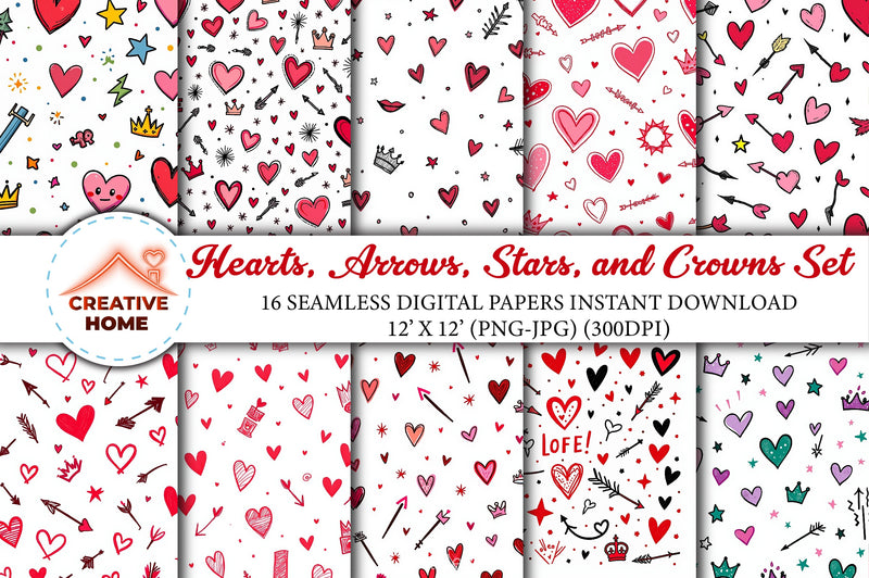 Hearts, Arrows, Stars & Crowns Clipart Bundle - CraftNest - Digital Crafting and Art