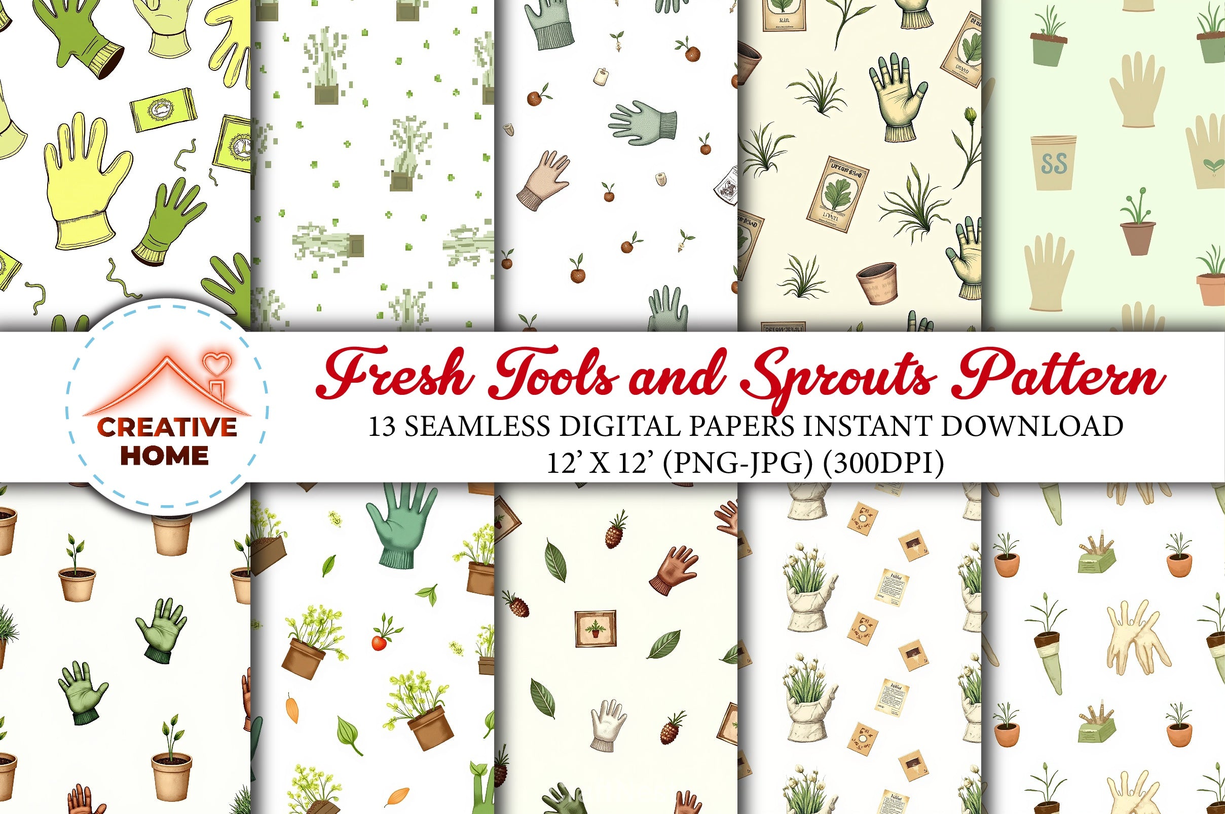 Fresh Tools & Sprouts Clipart Bundle - CraftNest - Digital Crafting and Art