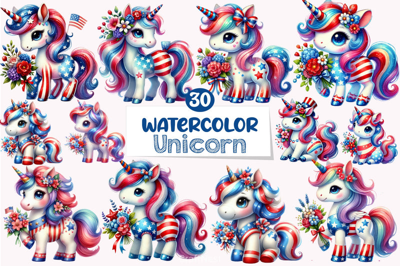 4th of July Unicorn Clipart Bundle 7 - CraftNest - Digital Crafting and Art
