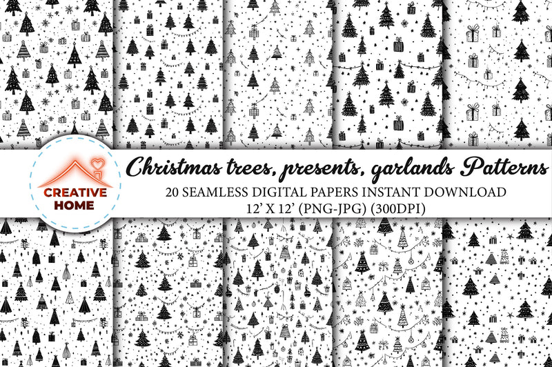 Christmas Trees & Presents Clipart Bundle - CraftNest - Digital Crafting and Art