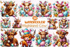 Easter Highland Cow Clipart Bundle