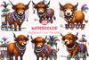 Mardi Gras Highland Cow Parade Clipart Bundle