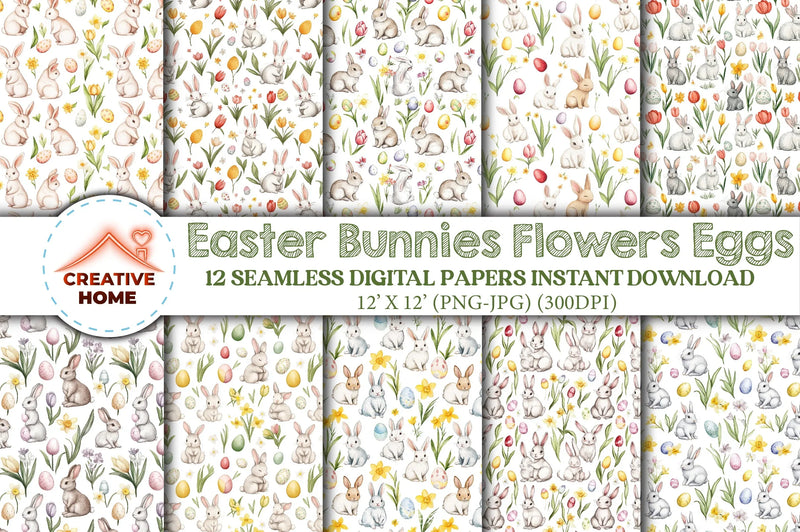 Easter Bunnies & Eggs Clipart Bundle - CraftNest - Digital Crafting and Art