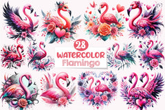 Valentine Flamingo Clipart Bundle - CraftNest - Digital Crafting and Art