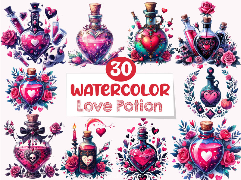 Valentine Gothic Love Potion Clipart Bundle - CraftNest - Digital Crafting and Art