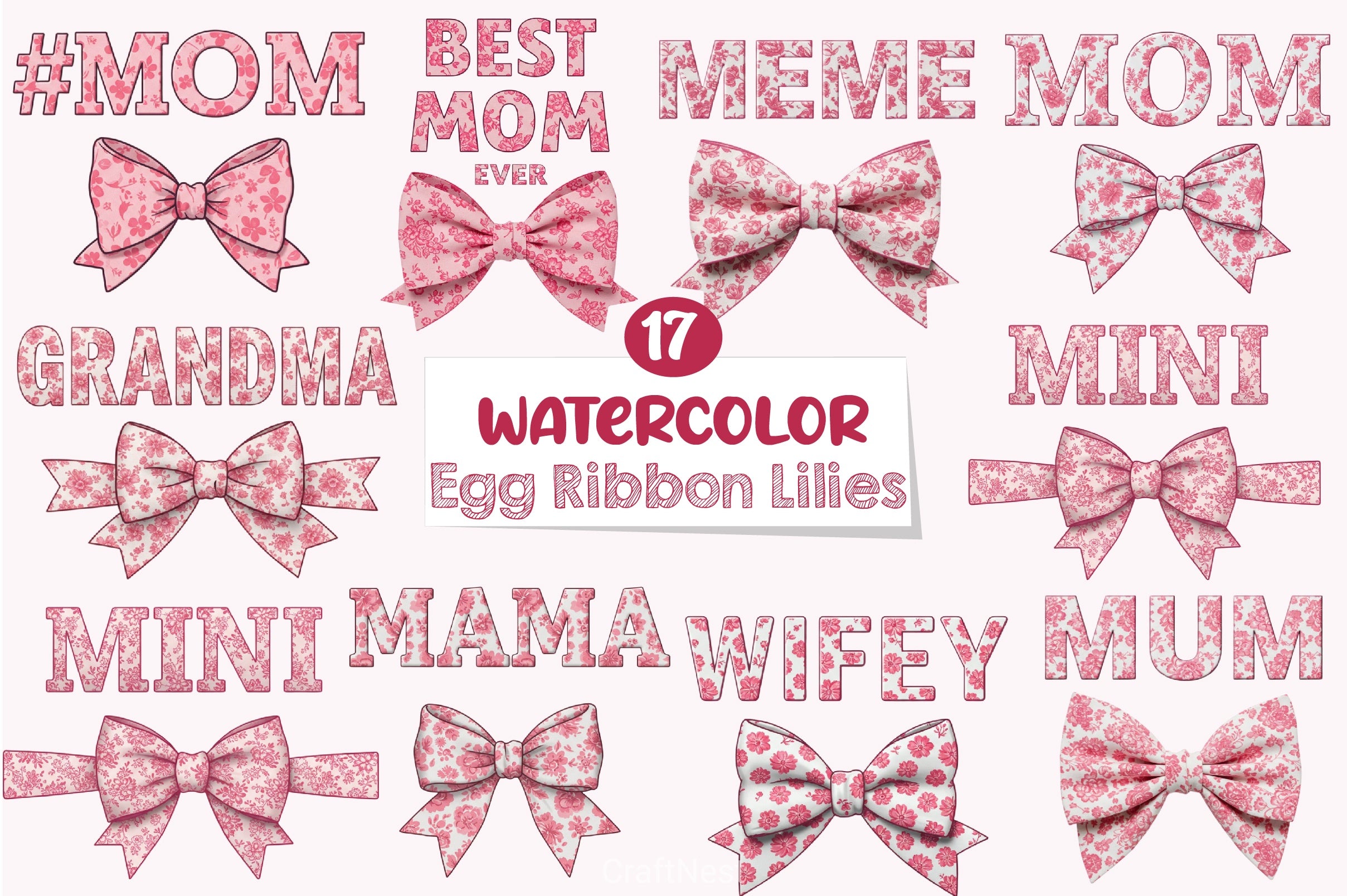 Pink Chinoiserie Clipart Bundle - CraftNest - Digital Crafting and Art