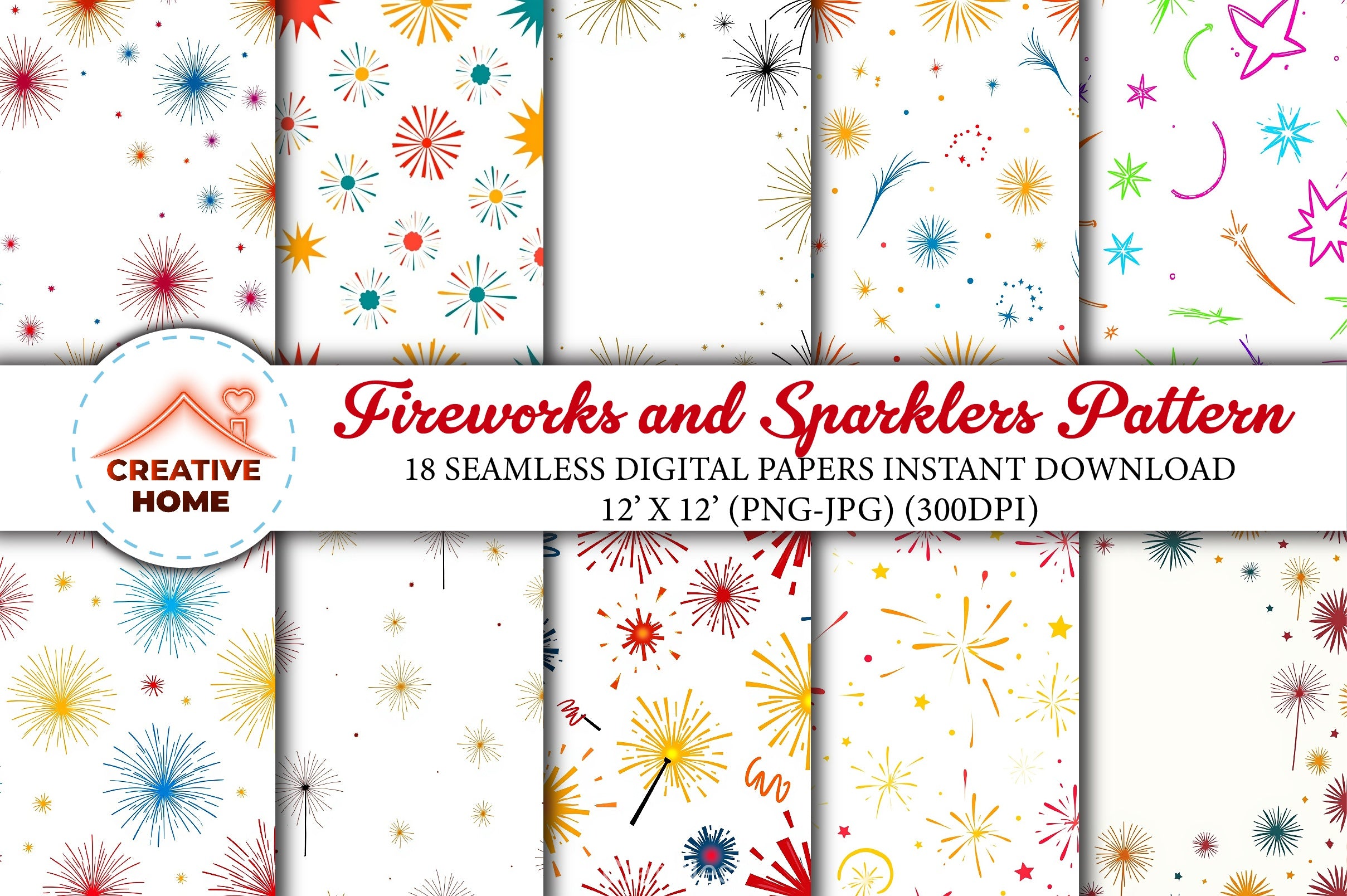 Fireworks & Sparklers Clipart Bundle - CraftNest - Digital Crafting and Art