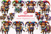 Mardi Gras Jester Highland Cow Clipart Bundle