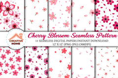 Cherry Blossom Pattern Digital Paper - CraftNest - Digital Crafting and Art