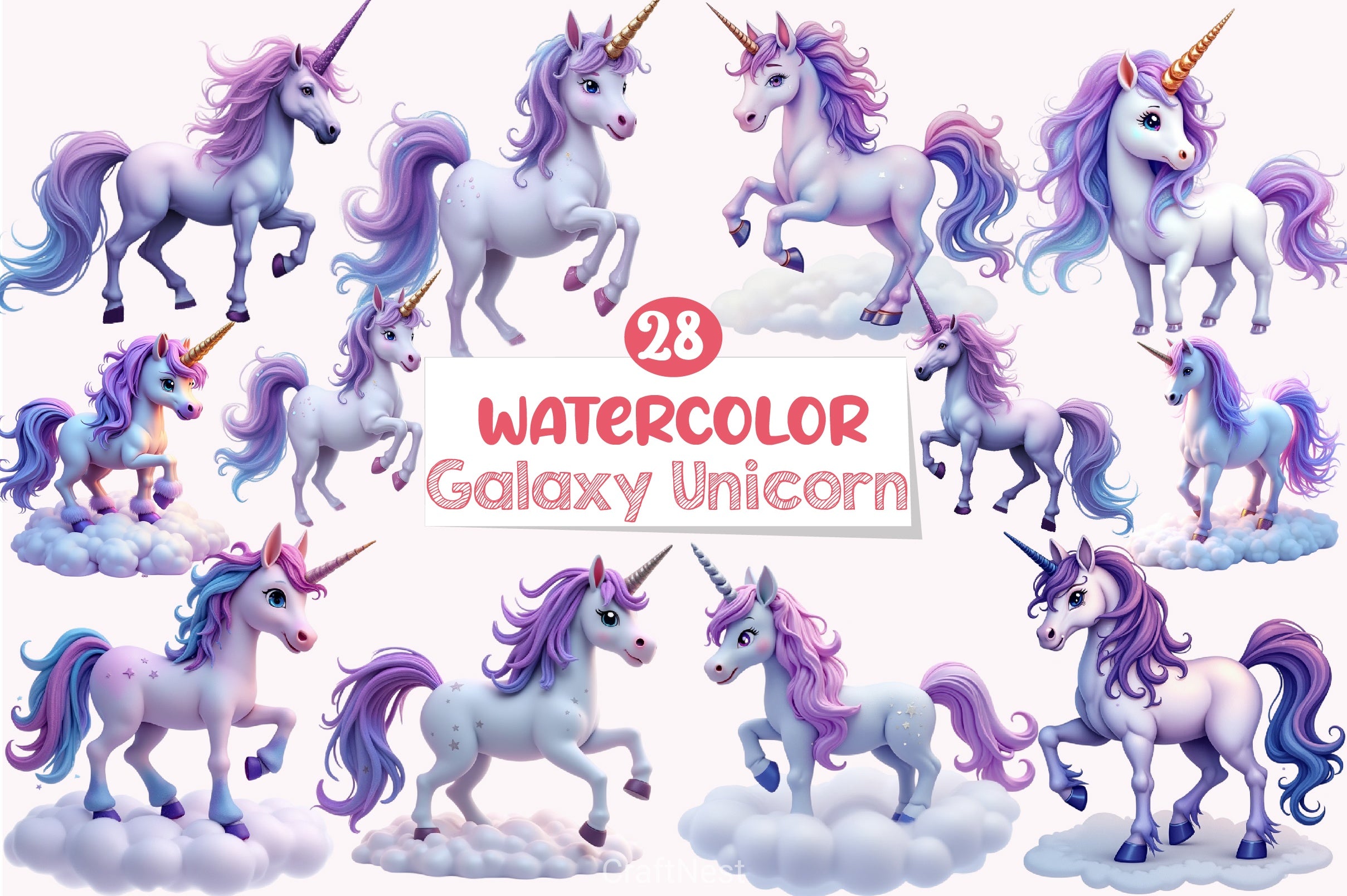 Galaxy Unicorn Clipart Bundle - CraftNest - Digital Crafting and Art