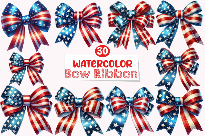4th of July Bow Ribbon Clipart Bundle - CraftNest - Digital Crafting and Art
