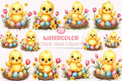 Easter Chick Nest Clipart Bundle - CraftNest - Digital Crafting and Art