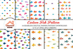 Cartoon Fish Pattern Clipart Bundle - CraftNest - Digital Crafting and Art
