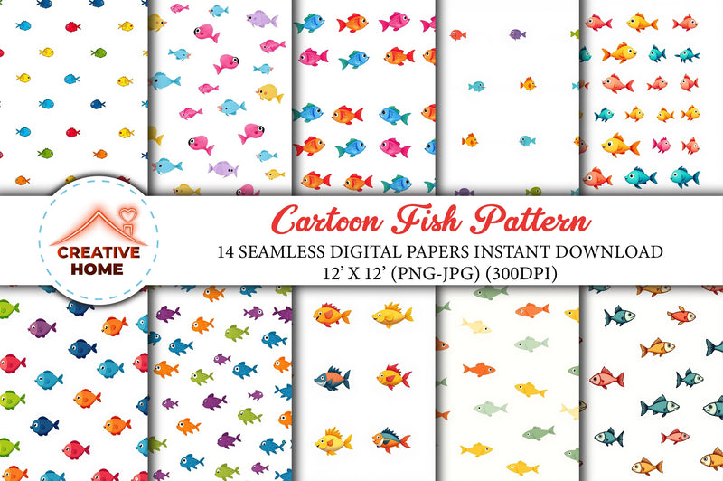 Cartoon Fish Pattern Clipart Bundle - CraftNest - Digital Crafting and Art