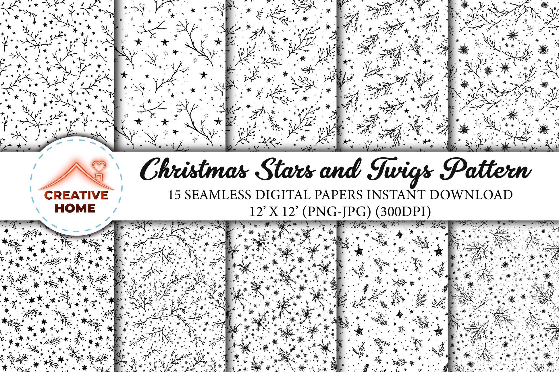 Christmas Stars & Twigs Clipart Bundle - CraftNest - Digital Crafting and Art