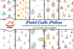 Pastel Castle Pattern Clipart Bundle - CraftNest - Digital Crafting and Art