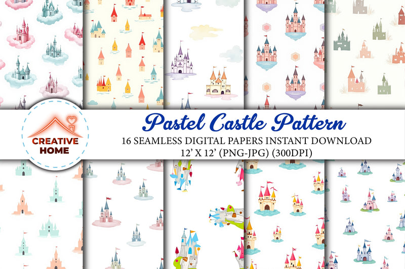 Pastel Castle Pattern Clipart Bundle - CraftNest - Digital Crafting and Art