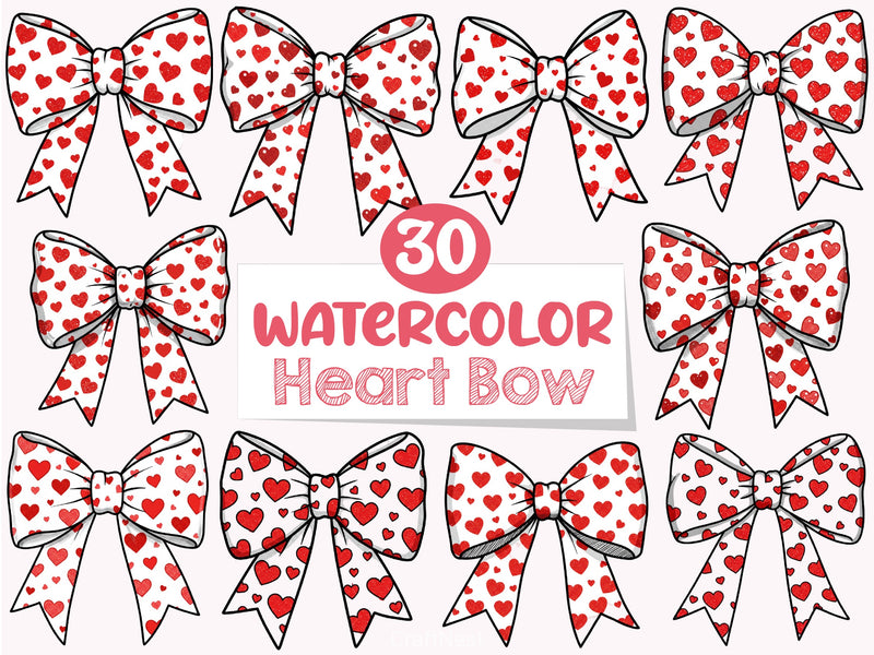 Whimsical Heart Bow Clipart Bundle - CraftNest - Digital Crafting and Art