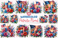 Patriotic Floral Clipart Bundle 2 - CraftNest - Digital Crafting and Art
