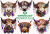 Mardi Gras Highland Cow Clipart Bundle