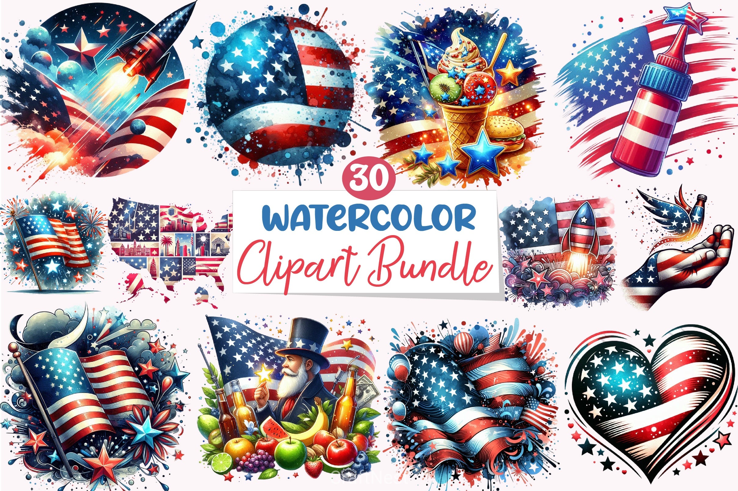 4th of July Clipart Bundle 14 - CraftNest - Digital Crafting and Art