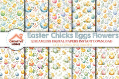 Easter Chicks Eggs Flowers Clipart Bundle - CraftNest - Digital Crafting and Art