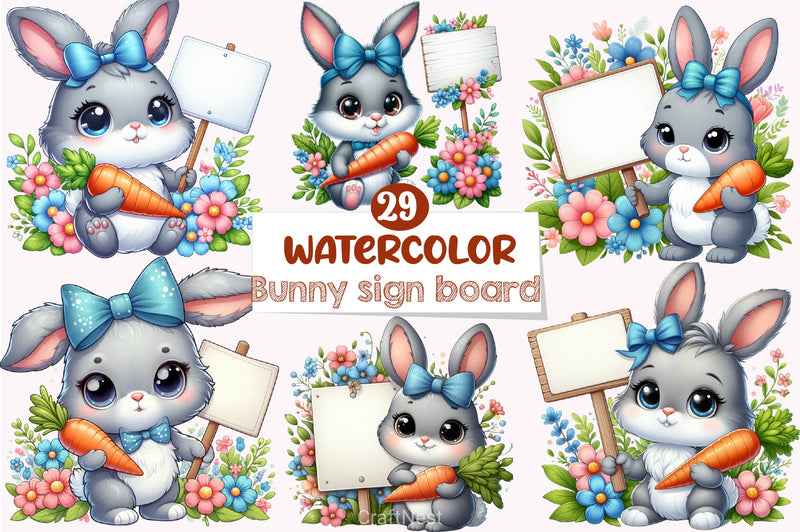 Easter Bunny Sign Clipart Bundle 7 - CraftNest - Digital Crafting and Art