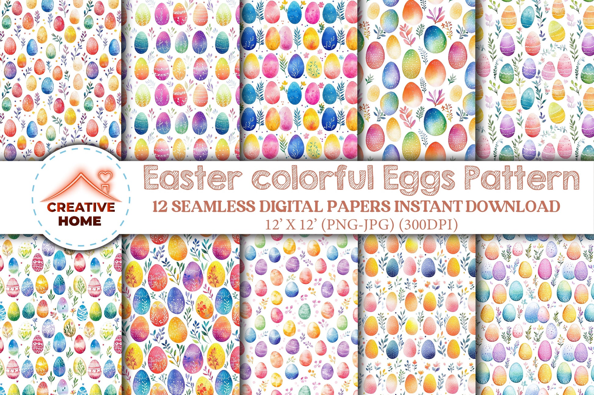 Easter Eggs Pattern Clipart Bundle 1 - CraftNest - Digital Crafting and Art