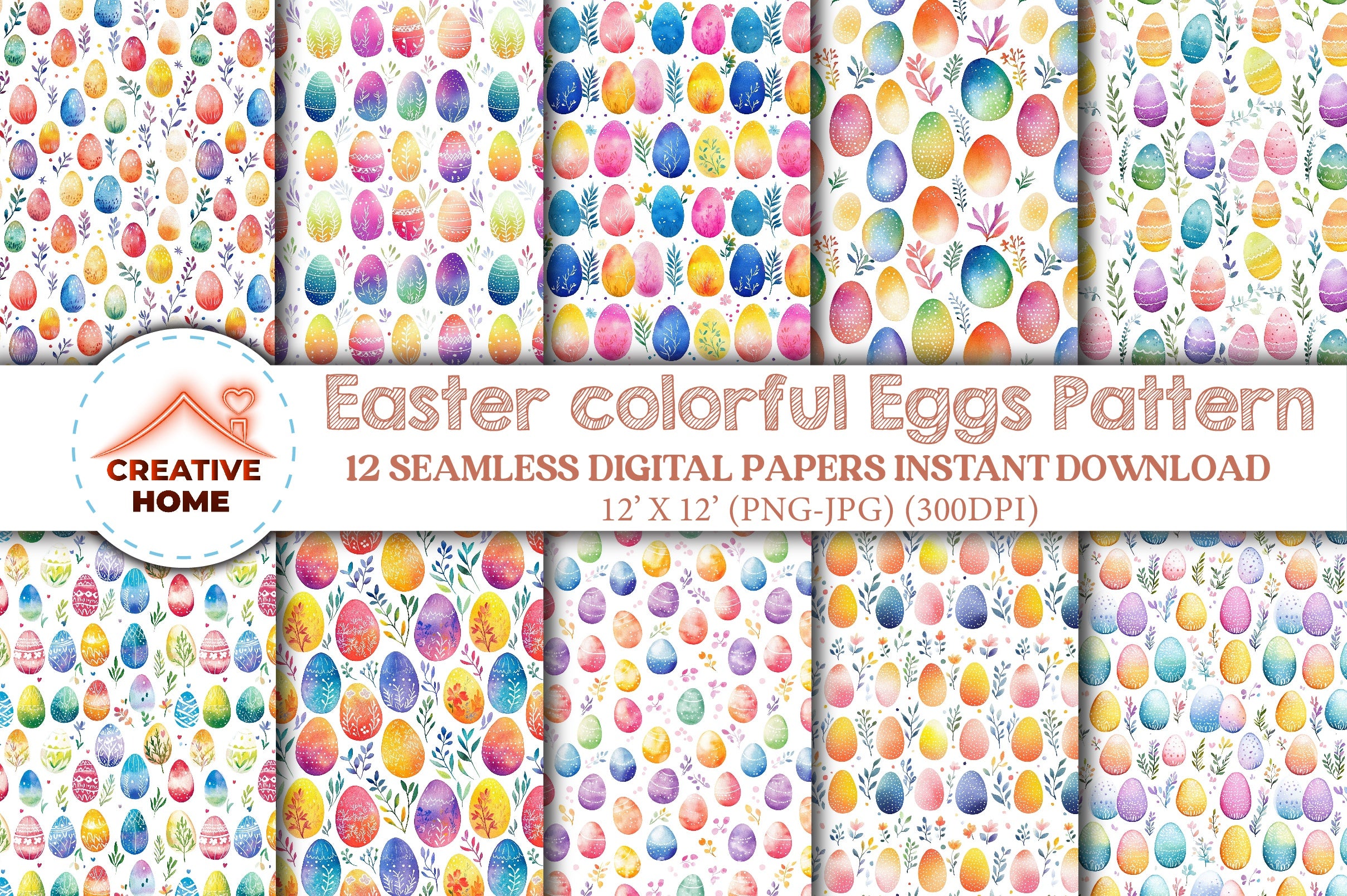 Easter Eggs Pattern Clipart Bundle 1 - CraftNest - Digital Crafting and Art