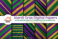 Glitter Mardi Gras Digital Papers - CraftNest - Digital Crafting and Art