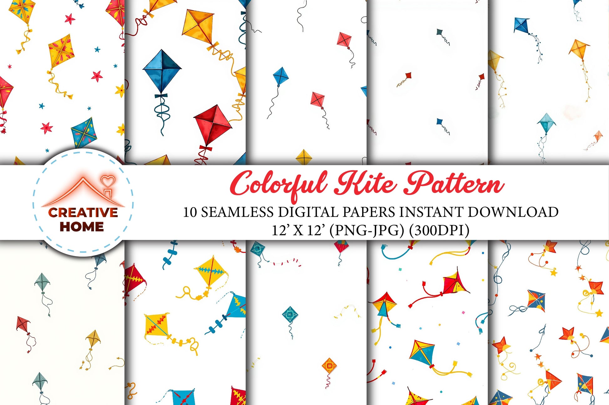 Colorful Kite Pattern Clipart Bundle - CraftNest - Digital Crafting and Art