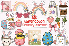 Groovy Easter Bookish Clipart Bundle - CraftNest - Digital Crafting and Art