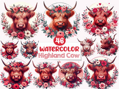 Valentine's Highland Cow Clipart Bundle 29 - CraftNest - Digital Crafting and Art