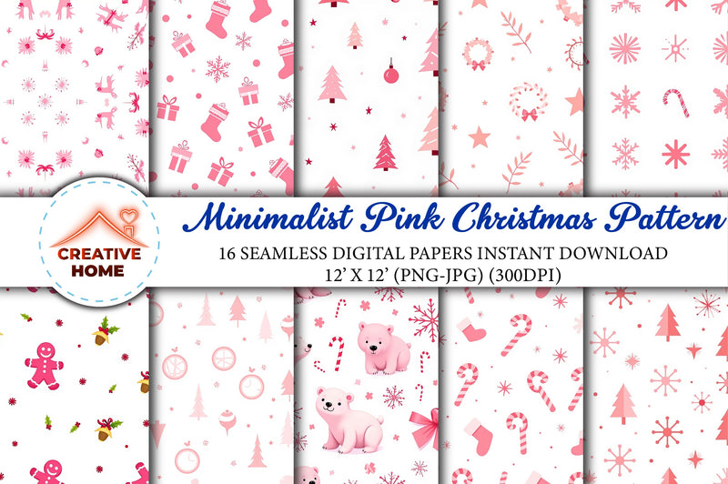 Minimalist Pink Christmas Clipart Bundle - CraftNest - Digital Crafting and Art